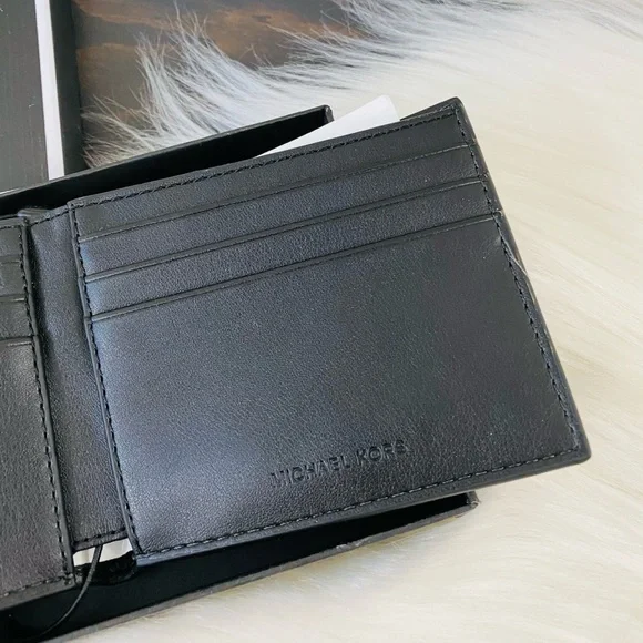 Michael Kors Jet Set Men's Slim Billfold Wallet Money Clip Box Set